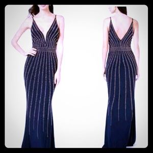 XSCAPE Formal Hourglass Gown Navy & Rose